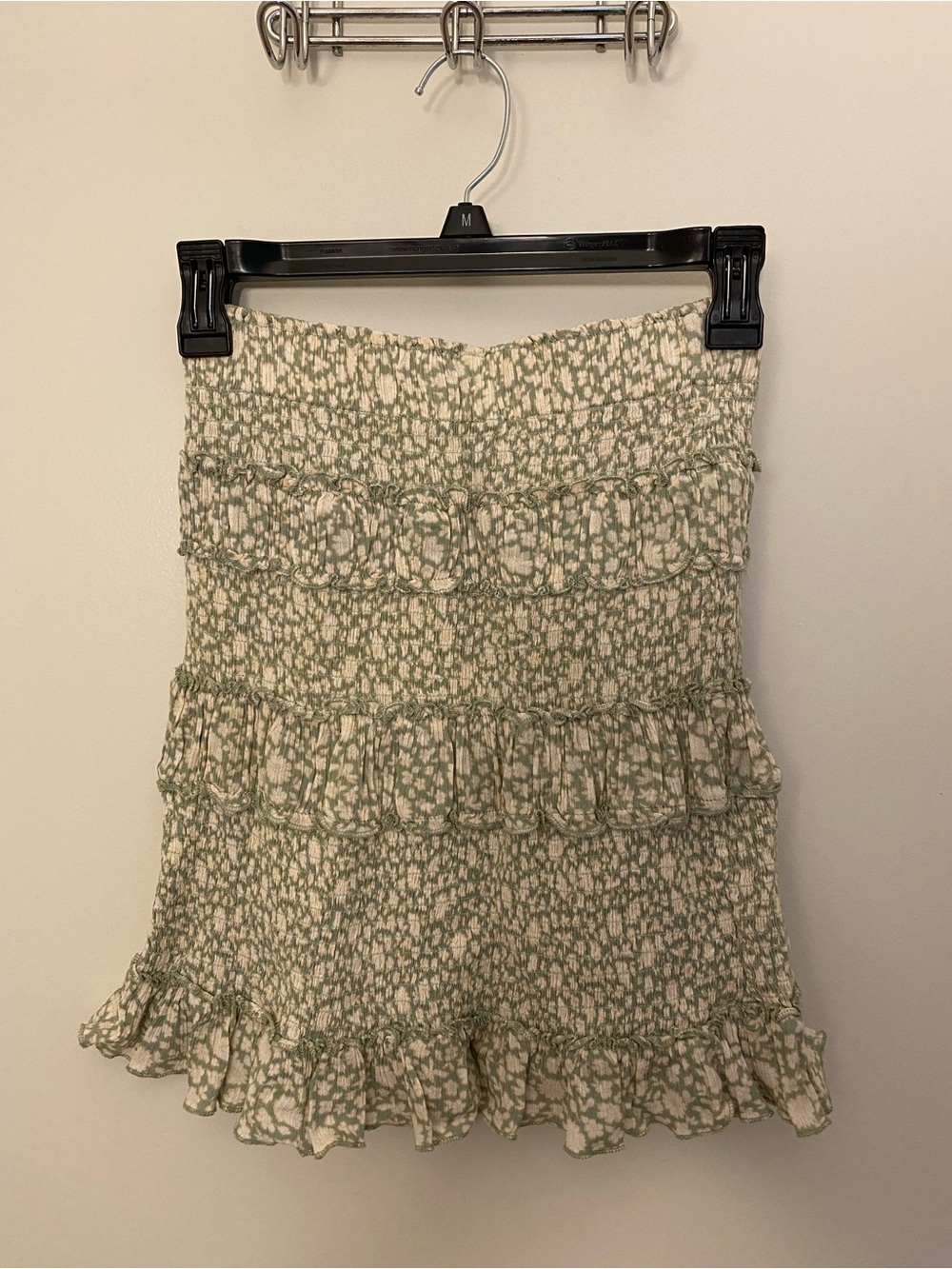 Smocked Ruffle Mini Skirt in Sage Floral